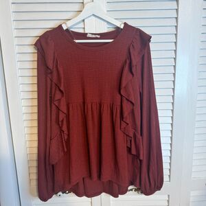 Altar'd State Ruffle Boho LS Top‎ SZ S